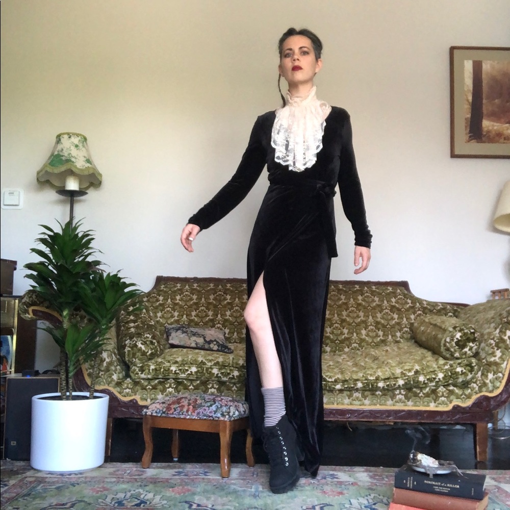 VELVET WRAP DRESS-6-